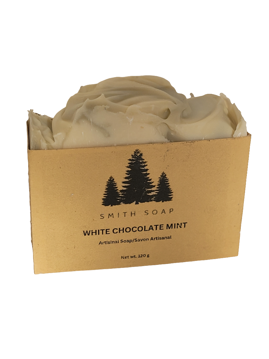 Bar of soap with fancy top and craft label.
