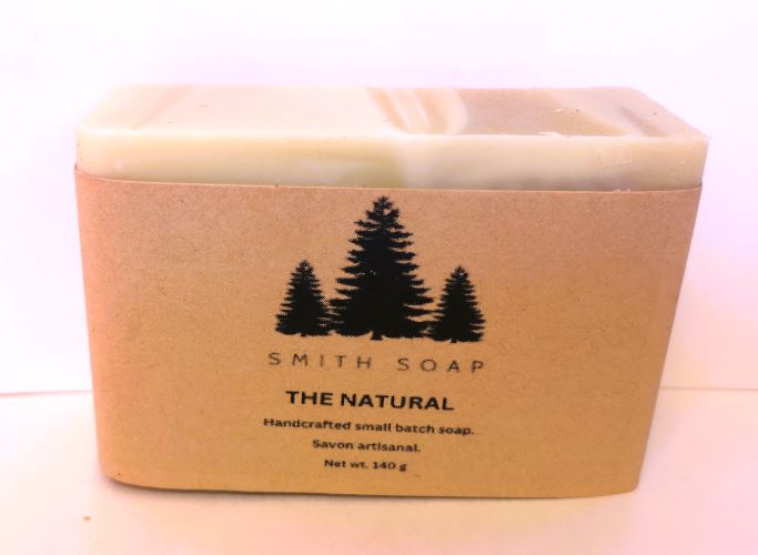 one bar of natural soap with craft label